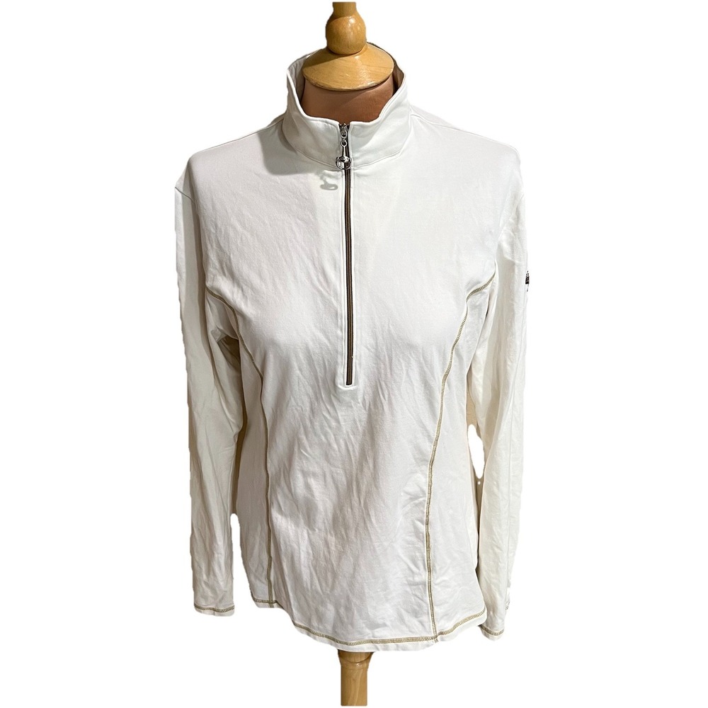 Goode Rider Women's Ivory 1/4 Zip Pullover Size XL Long Sleeve‎ Equestrian Horse